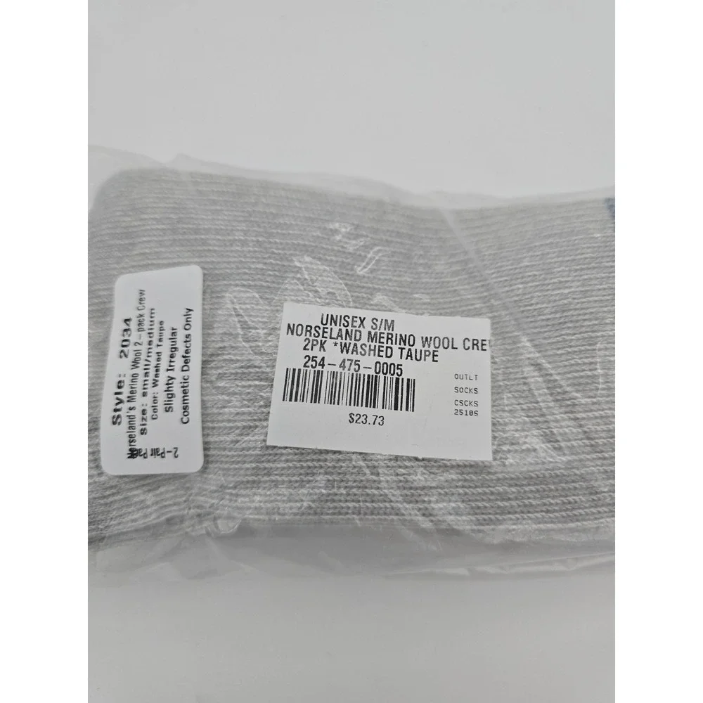 REI Co-op UNISEX S/M NORSELAND MERINO WOOL CREW 2PK *WASHED TAUPE* Irregular